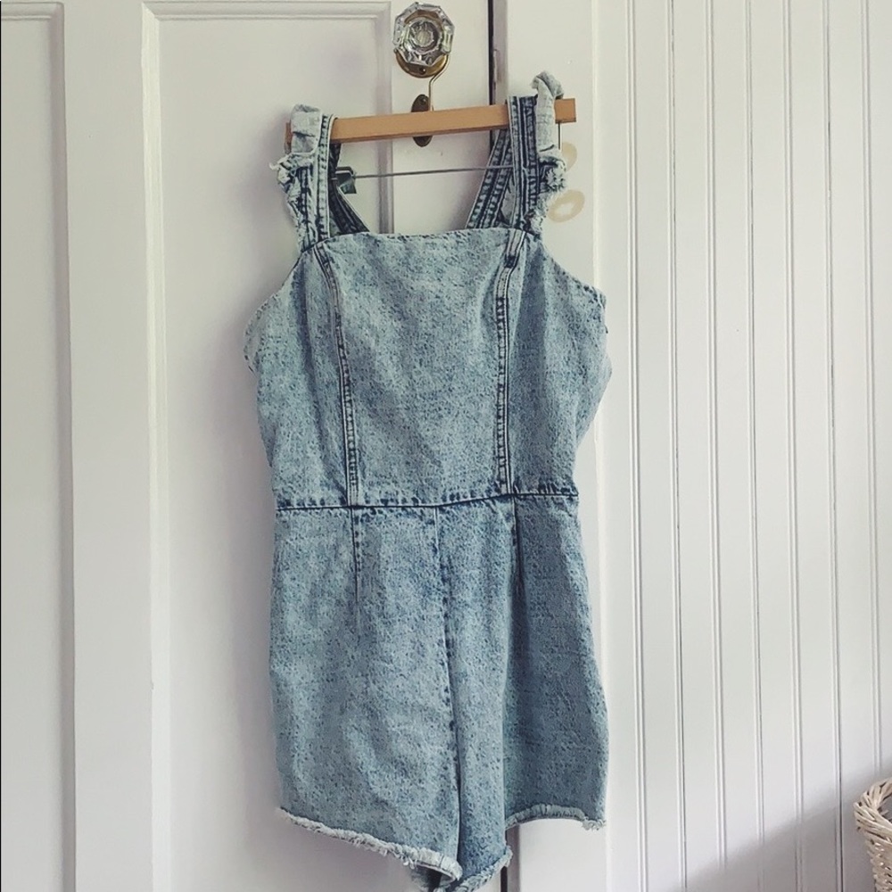 Ruffled Denim Romper